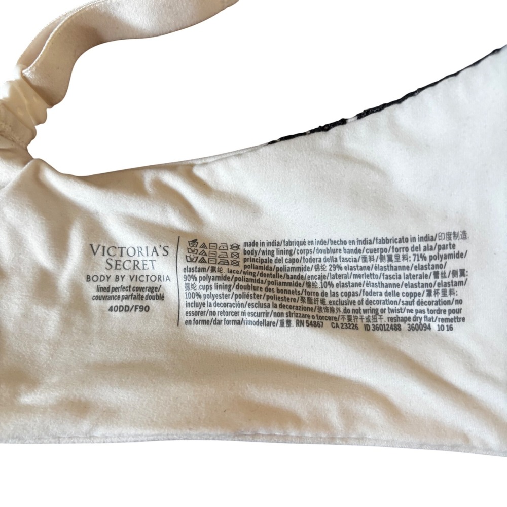 Victoria Secrets Women's Bra 40DD Dream Angels White Base Black Lace Overlays - Picture 3 of 3